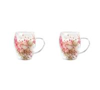 Uikdjgu 2X Creatives Vraie Fleur Double Verre Haut Niveau D'Apparence Pleine Étoile Fleur Séchée Lait Café Verre 350 ML Ménage Tasse A
