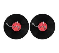 Uikdjgu 2X Européen Rétro Nostalgique Horloge Ultra-Silencieuse Disque Vinyle Personnalité Personnalité Horloge Murale
