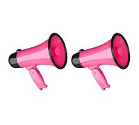 Uikdjgu 2X Haut-Parleur Mégaphone Compact 25 W PA Mégaphone - avec Sirène Intégrée, Enregistreur Vocal, Ouvre-Bouteille,Rose