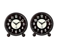 Uikdjgu 2X RéVeil 4 Pouces Rond Horloge de Table Analogique Silencieuse sans Tic-, à Piles avec Alarme Forte pour Chambre