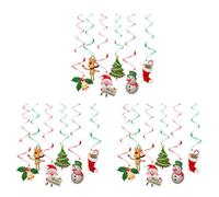 Uikdjgu 3 Ensemble de Noël Spirale Plafond Suspendu Père Noël élan Cloche Bannière Fête de Noël Maison Salon Décoration
