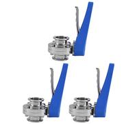 Uikdjgu 3X 1-1/2 Pouce 38mm SS304 Vanne Papillon Tri Pince de 1,5 Pouce Sanitaire En Acier Inoxydable Déclencheur À Presser pour Produit Laitier Homebrew