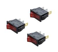 Uikdjgu 3X Interrupteur A Bascule ON OFF Bipolaire 28X10mm 250V 15A ROUGE 3 Bornes