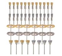 Uikdjgu 44 PièCes Mini Brosse MéTallique Coupe Roue Laiton Acier Brosse Fil Ensemble 1/8 Pouce (3Mm) Tige pour Puissance Outils Rotatifs Polissage Outils de Polissage