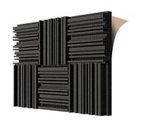 Uikdjgu 6 Pièces de Panneaux en Mousse Acoustique Auto-Adhésive, 12 X 12 X 2 Pouces de Mousse Absorbante de Son, Mousse Insonorisante pour Studio D'Enregistrement, Facile à Utiliser, Couleur Noire.
