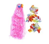 Uikdjgu 6 Set Hawaien Jupe en Fleur Hula Lei Bracelet Garland Deguisement - Rose