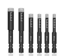 Uikdjgu 6Pc Noir Sec Diamant Forets Ensemble pour CéRamique Marbre Carrelage Pierre Verre MatéRiaux Durs 5/6/8/10/12Mm