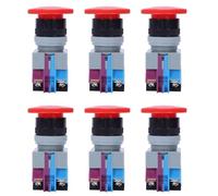 Uikdjgu 6X AC 600V 10A Rouge Champignon Bouton Poussoir D'Arret Urgence Commutateur 22mm NO NC