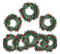 Uikdjgu 8 PCS Holly Berry Bougie Anneau Petites Baies Rouges Artificielles Pin Aiguilles Guirlande pour NoëL Guirlande Ornements DéCor