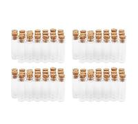Uikdjgu 80 Pièces 11 x 32 mm Minuscule Mini Vide Clair Verre de Liège Flacons de Bouteilles 2 ML