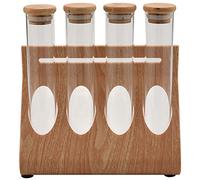 Uikdjgu en Bois Grains de Café PréSentoir à Thé Stand en Verre Tube à Essai de Stockage Scellé Ornements DéCoratifs CéRéAles BoîTe pour