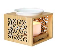 Uikdjgu Lampe à Parfum Creuse en Bambou en Bois, Four à Mazout, BrûLeur D'ArôMe, Bougeoir éLéGant et Attrayant, DéCoration de Bureau à Domicile