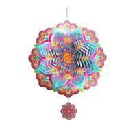 Uikdjgu Mandala Wind Spinner Métal 3D Rotatif Carillons de Luxe Art Jardin Suspendu Décoration Extérieure Violet Wind Spinners