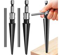Uikdjgu Mèche à Main/Foret 2 Pièces, Alésoir Conique à 2 Usages, Alésoir Hexagonal à 6 Fentes, Kit D'Accessoires Coniques de 5 à 16 Mm/3 à 13 mm