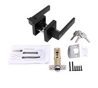 Uikdjgu PoignéE de Porte PoignéE de Porte Serrure Canal Carré Masque de Confidentialité IntéRieur Chambre Chambre Salle de Bain Serrure SphéRique à Trois Barres-Noir