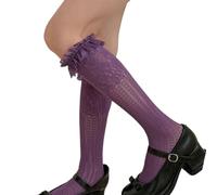 UIKGVX Bas résille à volants au-dessus du mollet Chaussettes d'été en maille transparente, Tel que montré, Taille unique