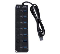 uikios Adaptateur USB 3.0 avec 7 ports, commutateurs individuels et lumières LED, câble de 30 cm pour PC, ordinateur portable, consoles de jeu