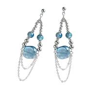 uikios Boucles d'oreilles pendantes élégantes à pampilles pour femme - Chaîne de perles légères - Design d'oreille pour les amateurs de mode, 9cm, Verre/émaillé