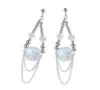 uikios Boucles d'oreilles pendantes élégantes à pampilles pour femme - Chaîne de perles légères - Design d'oreille pour les amateurs de mode, 9cm, Verre/émaillé