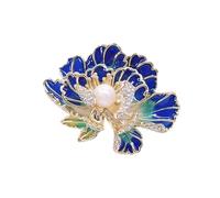 uikios Broche élégante en forme de pivoine pour femme avec perles émaillées et ornements, accessoire de bijoux pour banquet ou fête, 5*4cm, Métal