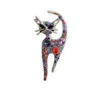 uikios Broche en forme de chat avec strass étincelants - Unisexe - Bijou fait main pour homme et femme, 7.1*2.9, émail