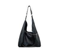 uikios Élégant sac à bandoulière surdimensionné en polyuréthane avec poignée renforcée à l'intérieur des aisselles, sac à main tendance pour femmes et filles, Noir