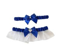 uikios Lot de 2 porte-jarretelles élégantes avec nœuds et perles en dentelle pour les réunions formelles, bleu, taille unique