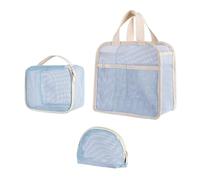 uikios Lot de 3 trousses de maquillage à séchage rapide avec fermeture éclair pour voyage et salle de sport, transport facile, bleu, as pics show