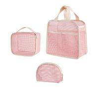 uikios Lot de 3 trousses de maquillage à séchage rapide avec fermeture éclair pour voyage et salle de sport, transport facile, rose, as pics show