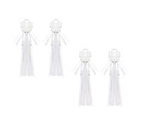 uikios Lot de 4 nœuds décoratifs en tulle avec longue queue de voile pour cérémonie de mariage, fête, décoration d'allée, blanc, taille unique