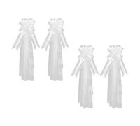 uikios Lot de 4 nœuds décoratifs en tulle avec longue queue de voile pour cérémonie de mariage, fête, décoration d'allée, transparent, taille unique