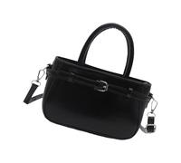 uikios Petit sac à bandoulière tendance en cuir PU souple avec sangle réglable, idéal pour femme, Noir