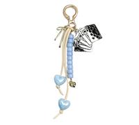 uikios Porte-clés avec breloque de sac à dos en forme de cœur tressé pour sac à dos, sac à main, accessoires de décoration, bleu ciel