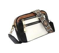 uikios Sac à bandoulière pour femme, sac à main à large sangle pour téléphone, sac à main, portefeuille, petit sac à main pour femme, Noir et blanc Colo