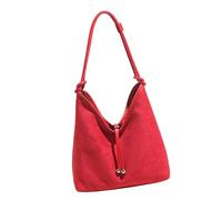 uikios Sac à main à bandoulière en daim pour femme avec sangle réglable, Rouge