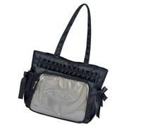 uikios Sac léger de grande capacité en polyuréthane avec poches cachées pour étudiants et voyageurs, sac à bandoulière, pour le travail, la gym et les activités de plein air, Noir