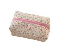 uikios Trousse de maquillage matelassée en coton à motif floral de grande capacité pour femmes et filles, fleurs, as pics show
