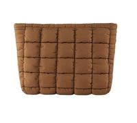 uikios Trousse de maquillage plissée en nylon tendance pour femme, trousse de toilette pour les trajets quotidiens et les voyages, marron, as pics show