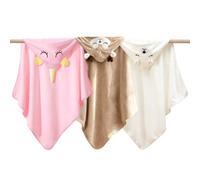UIKTSSL 3pcs Cape de Bain Bébé à Capuche, 80 x 80 cm bébé Serviette Housse,Cape de Bain à Capuche, Serviette Housse，Licorne Rose, Orignal de Couleur café, Ourson Blanc