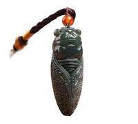 UILENAWEB Collier Pendentif Feng Shui en Jade Cigale, Quartz Cristal de Hetian Naturel, Porte-Bonheur for la prospérité, 1 pièce