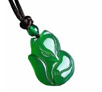UILENAWEB Collier Pendentif Renard en Jade Vert Naturel, amulette de Pierres précieuses sculptées, Bijoux Charme à la Mode, Cadeau, Pierre 30x23x8mm, 1 pièces