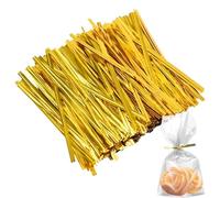 UILYNIU 1600 Pièces Attaches Métalliques Twist Ties, 10 cm Liens Torsadés Métalliques, Liens Torsadés, Attache Lien Fil Fer d'Étanchéité pour Sachets, Boulangerie, Sachets de Bonbons, Biscuits (Or)