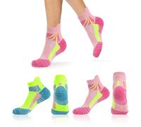 UILYNIU 2 Paires Chaussettes Femmes 36-39, Chaussettes Basses, Chaussettes Anti Ampoule, Chaussettes Femme de Sport, Socquettes Courtes Respirantes en Coton pour Randonnée Marche Running (Vert, Rose)