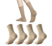 UILYNIU 2 Paires Chaussettes Pilates Yoga Chaussettes Antidérapantes, Chaussettes de Sport, Chaussettes Pilates en Coton pour Yoga, Pilates, Barre ou Sports à Domicile et Exercice (Brun)