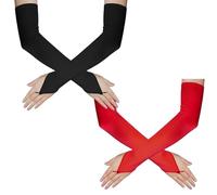 UILYNIU 2 Paires Gant de Longs Soirée Femme, Années 1920 Gants Long Satin Élégants, Accessoire de Années 80 Noir Longs Gants De Danse D'opéra Déguisements Gants pour Femme Halloween Noël (50CM, L)