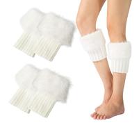 UILYNIU 2 Paires Jambiere Femme Tricotées Guetre Femme Hiver Chaudes Courte Chaussettes Boot Design chaud et confortable Leg Warmers pour Gothic Lolita Bottes