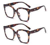 UILYNIU 2 Paires Lunettes Anti Lumiere Bleue pour Femme Fausse Lunette de Femme, Lunettes Surdimensionnées de la Mode, Lunettes de Vue Ronde, Lunettes pour Ordinateur (Schildpatt)