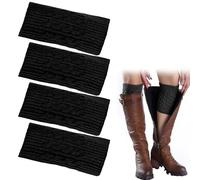 UILYNIU 2 Paires Noir Jambière Femmes jambières tricotées pour femmes et filles genouillères chaudes pour bottes d'hiver, chaussettes longues tendance pour femme Noir Taille unique