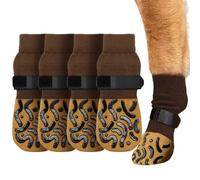 UILYNIU 2 Paires Protections de Pattes Antidérapantes Chaussettes de Chien, Chaussette Chien avec Bandes De Fixation Réglables, Chaussettes Antidérapantes pour Les Petits ou Moyen Chiens (Brun) (Brun)