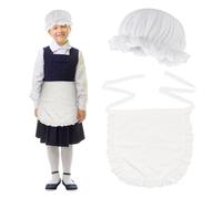 UILYNIU 2 Pièces Accessoires de Costume de Femme de Chambre, Casquette de Femme de Chambre BlancheTablier, Déguisements de Cuisine pour Femme Filles Déguisements Halloween Noël Cosplay